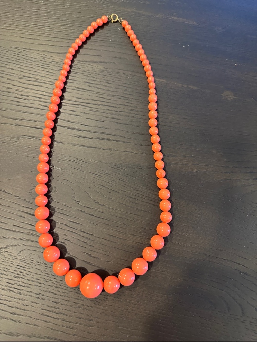 Vintage 28" Graduated Salmon‑Orange Bead Necklace